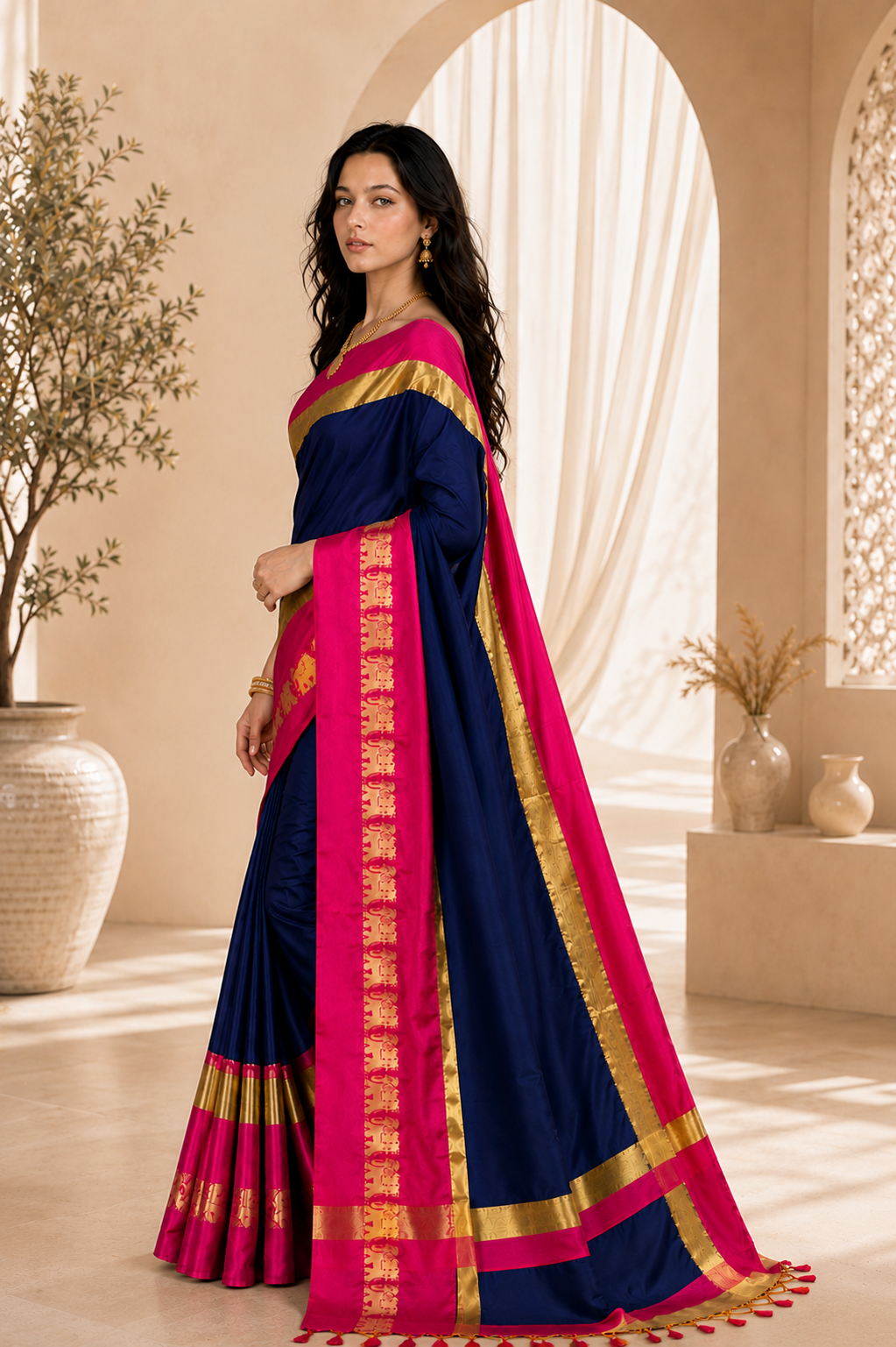 Premium Cotton Silk Gadhwal Elephant Saree