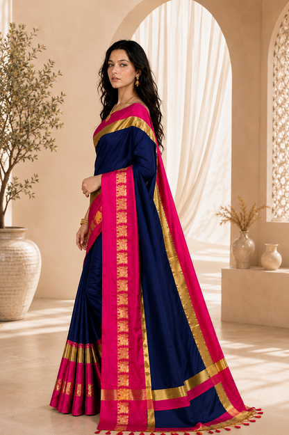 Premium Cotton Silk Gadhwal Elephant Saree