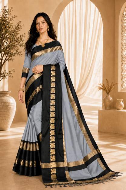 Premium Cotton Silk Gadhwal Elephant Saree