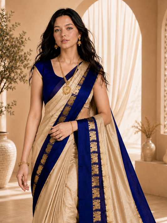 Premium Cotton Silk Gadhwal Elephant Saree