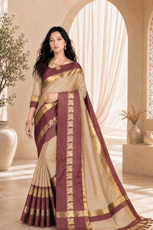 Premium Cotton Silk Gadhwal Elephant Saree